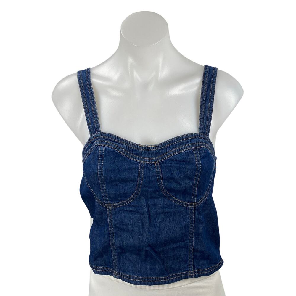LOFT Dark Blue Denim Cropped Tank Top